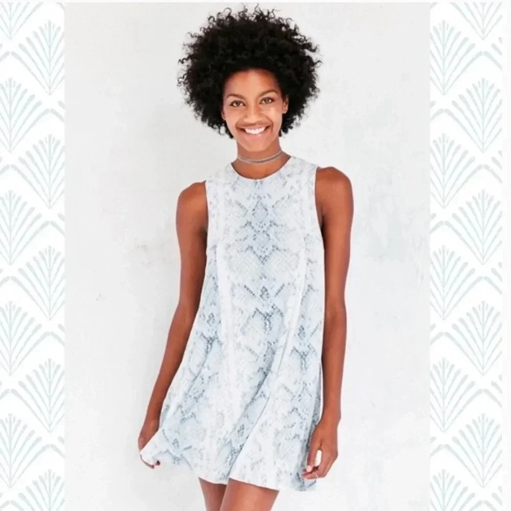 Silence + Noise Blue Snake Skin Swing Dress Small